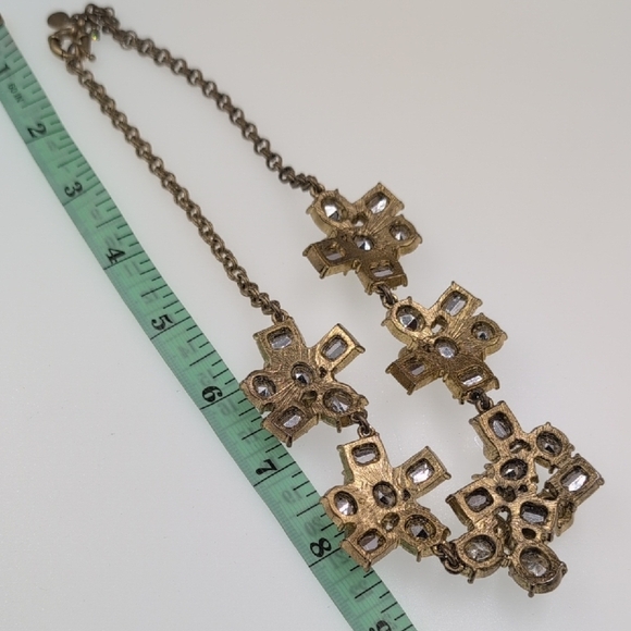 Stunning J.Crew Crystal Cluster Statement Necklace - Refined Glamour Muted Gold - Picture 5 of 5